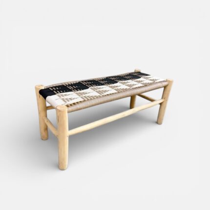 woven bench moroccan furniture wooden benches rope seating